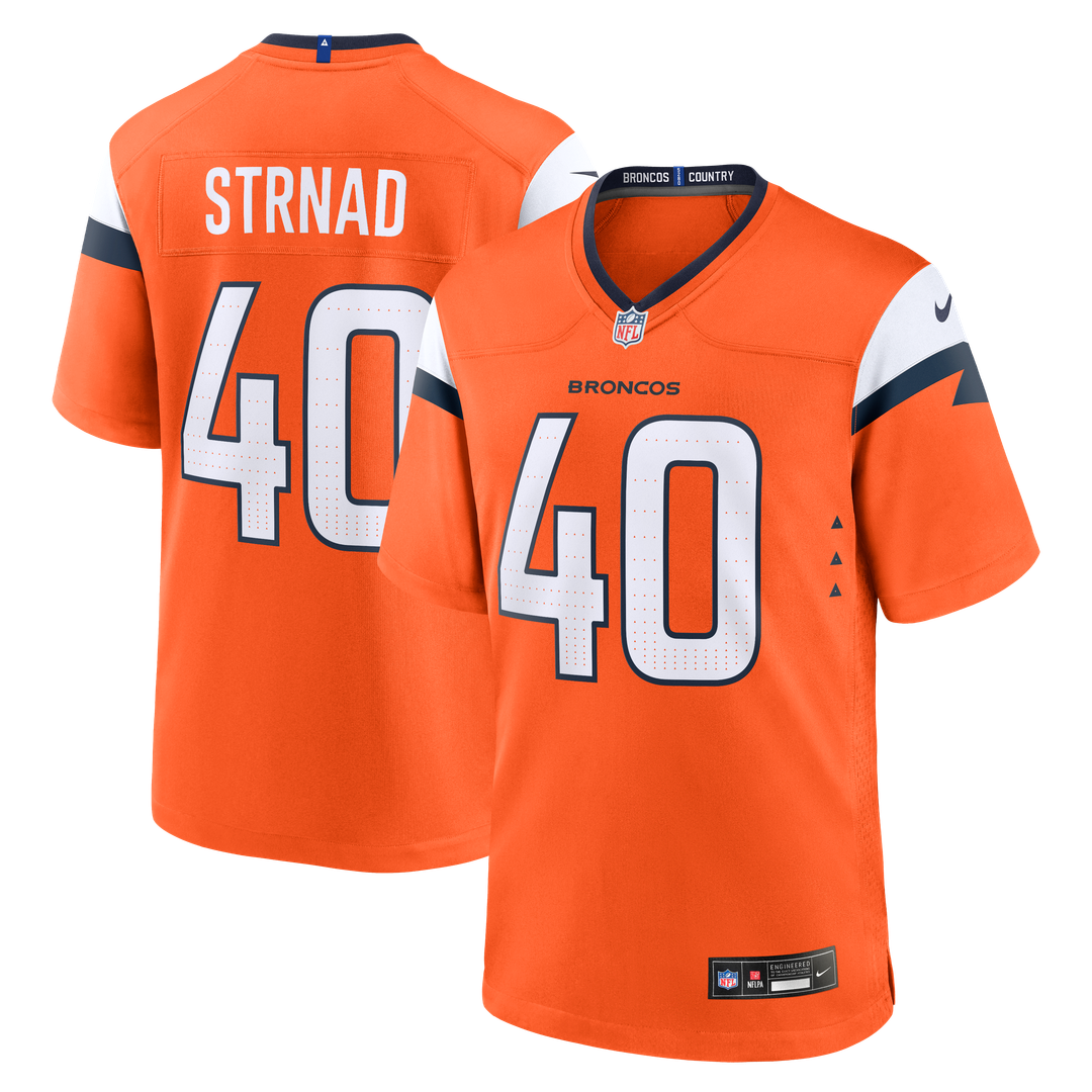 Justin Strnad Denver Broncos Nike Team Game Jersey - Orange Official NFL Team Apparel Football Fan Gear