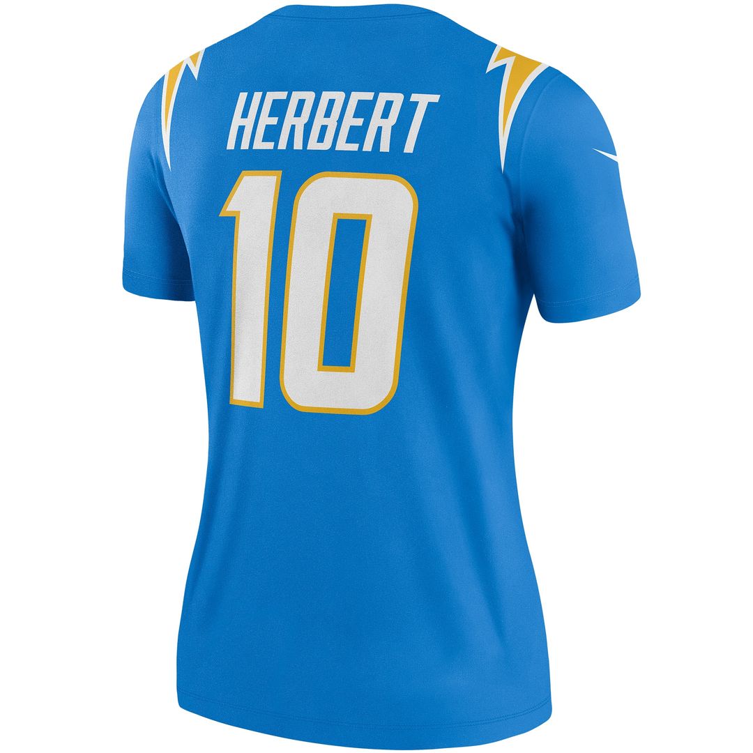 Justin Herbert Los Angeles Chargers Nike Women's Legend Player Performance Top - Powder Blue NFL Fan Gear Popular Style