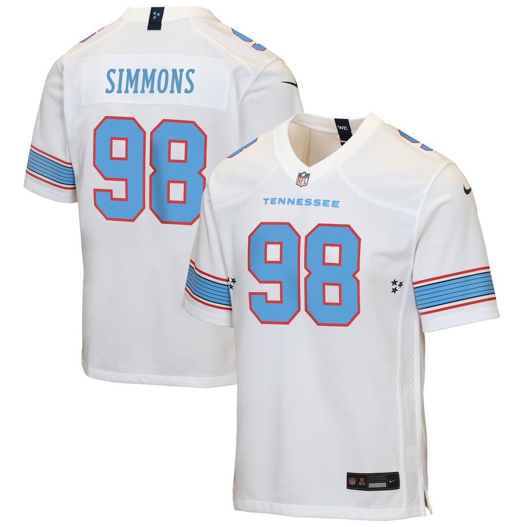 Jeffery Simmons Tennessee Titans Nike Youth Game Jersey - White Official NFL Team Apparel Football Fan Gear