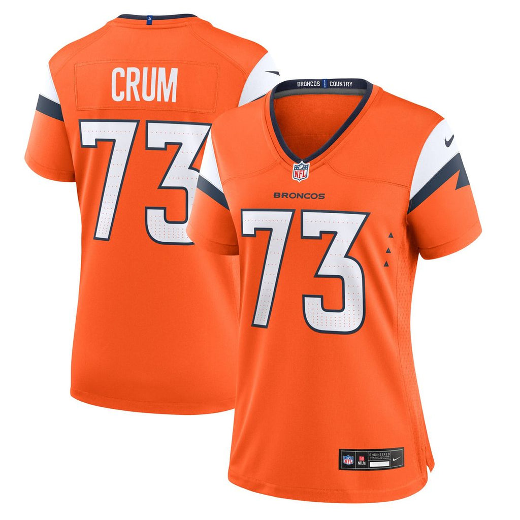 Frank Crum Denver Broncos Nike Women's Team Game Jersey - Orange Official NFL Team Apparel Football Fan Gear