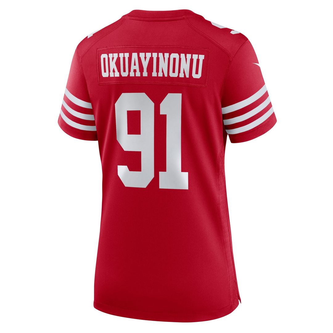 Sam Okuayinonu San Francisco 49ers Nike Women's Team Game Jersey - Scarlet Official NFL Team Apparel Football Fan Gear