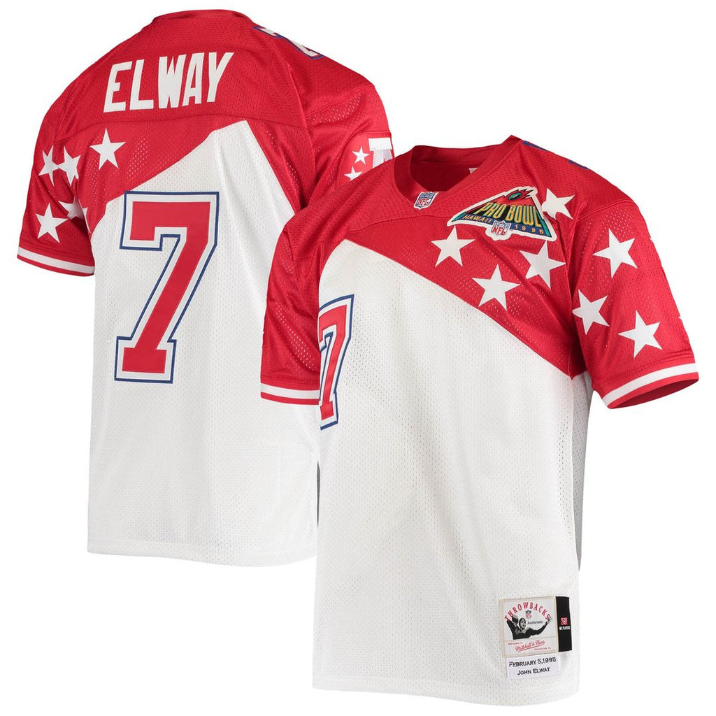 John Elway AFC Mitchell & Ness 1995 Pro Bowl Authentic Jersey - White/Red Official NFL Team Apparel Football Fan Gear