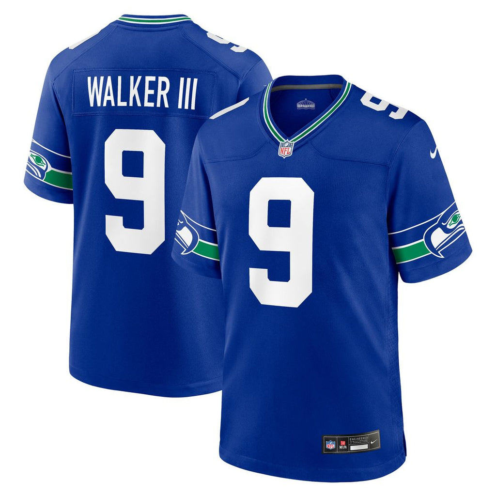 Kenneth Walker III Seattle Seahawks Nike Throwback Player Game Jersey - Royal Official NFL Team Apparel Football Fan Gear