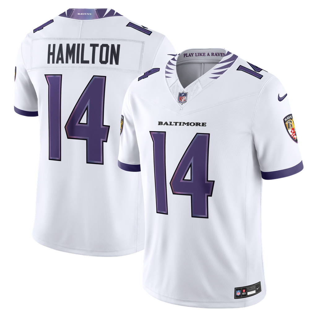 Kyle Hamilton Baltimore Ravens Nike Vapor F.U.S.E. Stitched Limited Jersey - White Official NFL Team Apparel Football Fan Gear