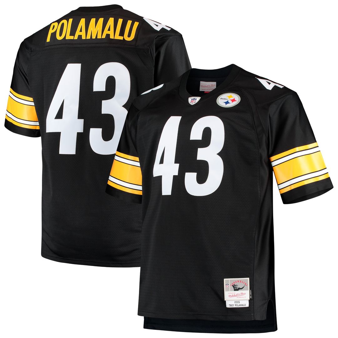 Troy Polamalu Pittsburgh Steelers Mitchell & Ness Big & Tall 2005 Retired Player Replica Jersey - Black Official NFL Team Apparel Football Fan Gear