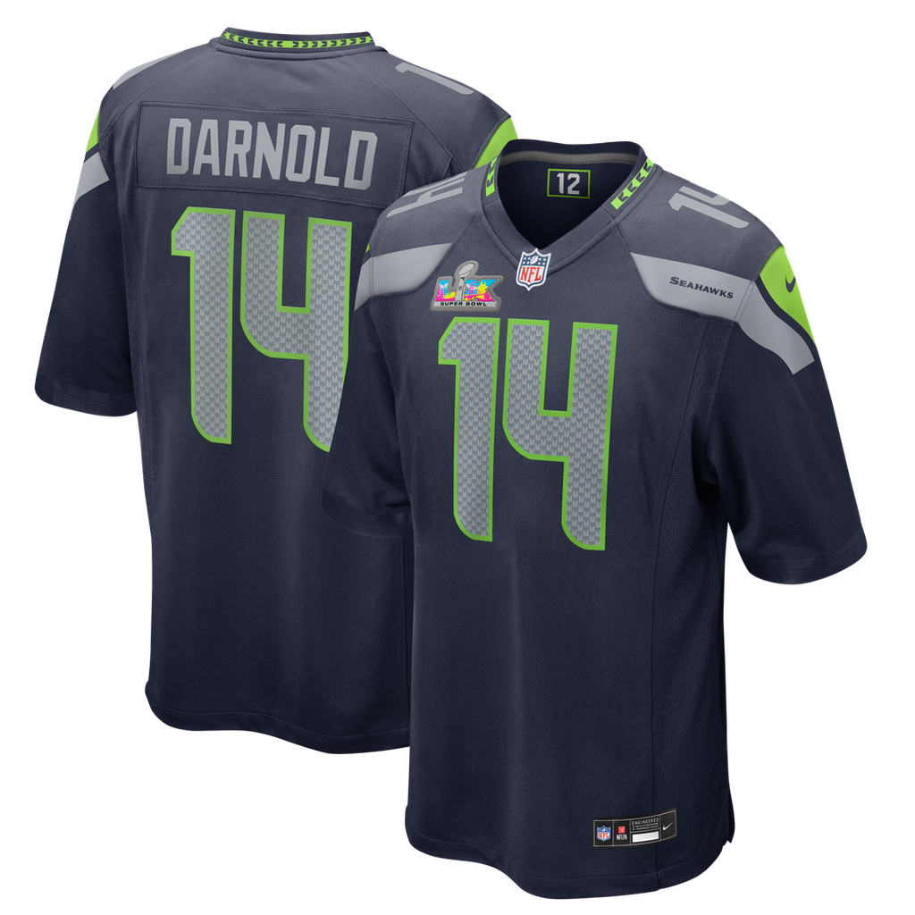 Sam Darnold Seattle Seahawks Nike Super Bowl LX Patch Game Jersey - College Navy Official NFL Team Apparel Football Fan Gear