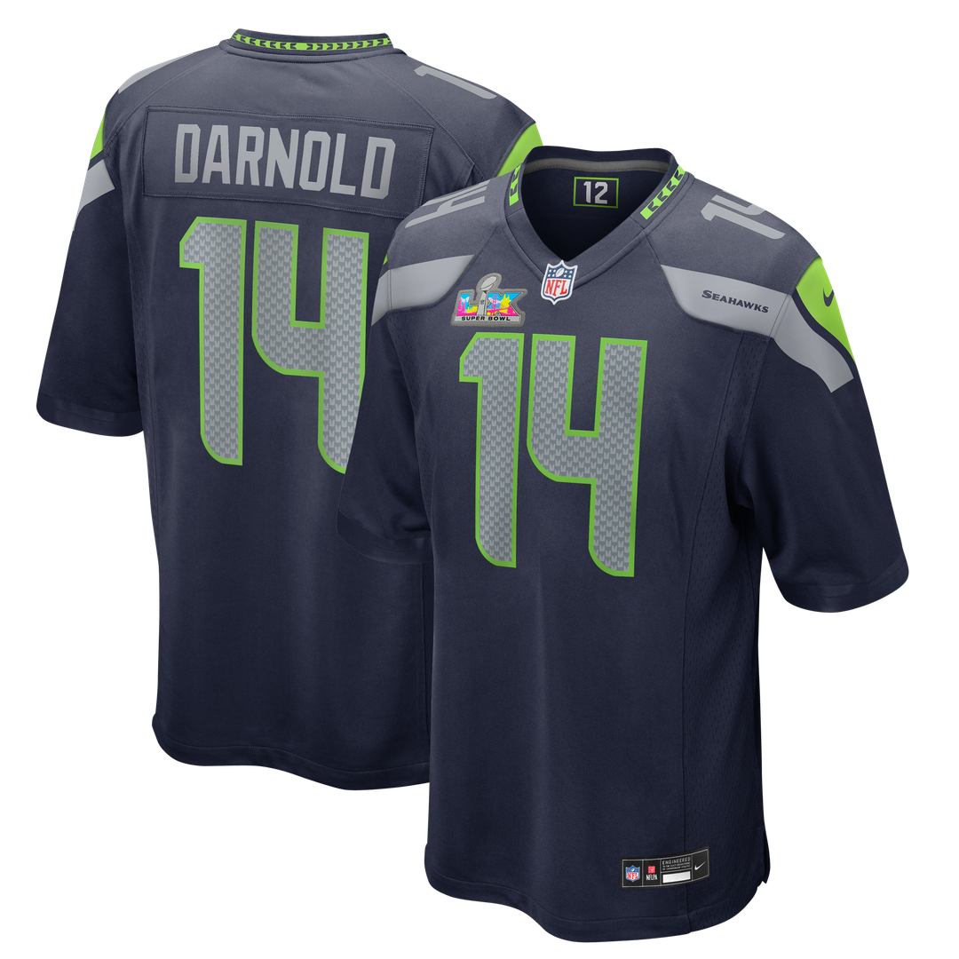 Sam Darnold Seattle Seahawks Nike Super Bowl LX Patch Game Jersey - College Navy Official NFL Team Apparel Football Fan Gear