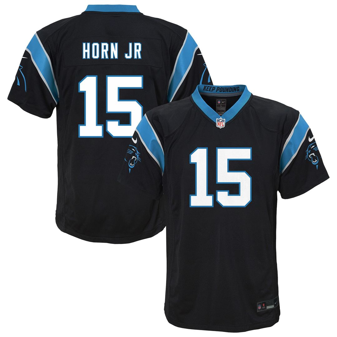 Jimmy Horn Jr. Carolina Panthers Nike Youth Team Game Jersey - Black Official NFL Team Apparel Football Fan Gear