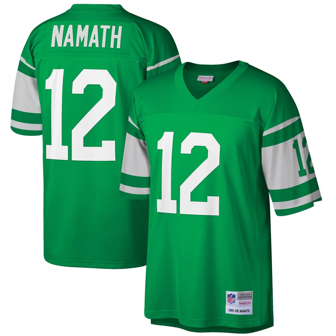 Joe Namath New York Jets Mitchell & Ness Big & Tall 1968 Retired Player Replica Jersey - Green Official NFL Team Apparel Football Fan Gear
