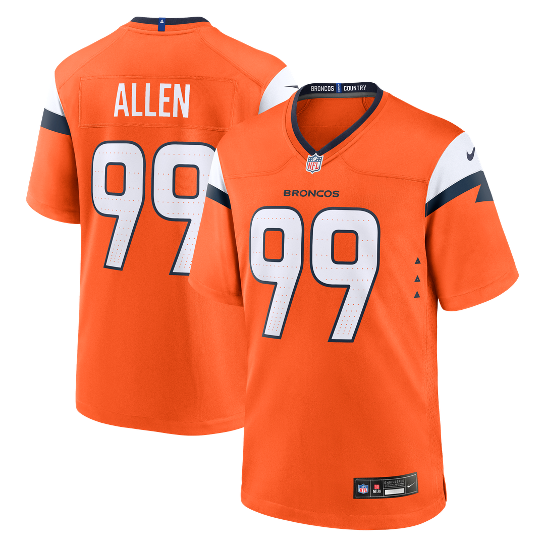 Zach Allen Denver Broncos Nike Team Game Jersey - Orange Official NFL Team Apparel Football Fan Gear