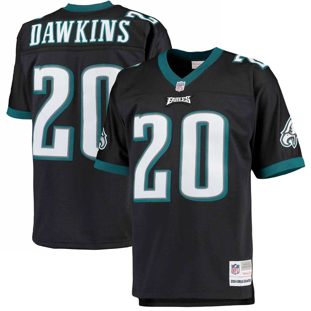 Brian Dawkins Philadelphia Eagles Mitchell & Ness Big & Tall 2004 Retired Player Replica Jersey - Black Official NFL Team Apparel Football Fan Gear