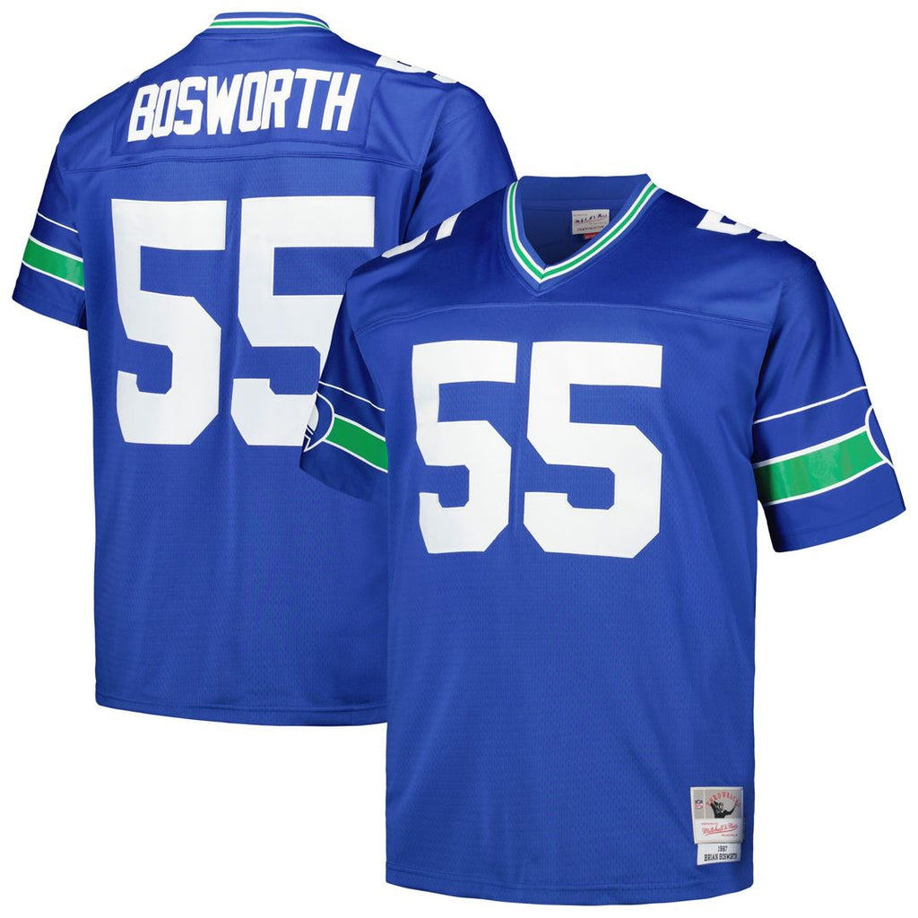 Brian Bosworth Seattle Seahawks Mitchell & Ness Big & Tall 1987 Legacy Retired Player Jersey - Royal Official NFL Team Apparel Football Fan Gear