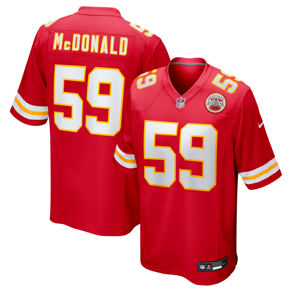 Cooper McDonald Kansas City Chiefs Nike Team Game Jersey - Red Official NFL Team Apparel Football Fan Gear