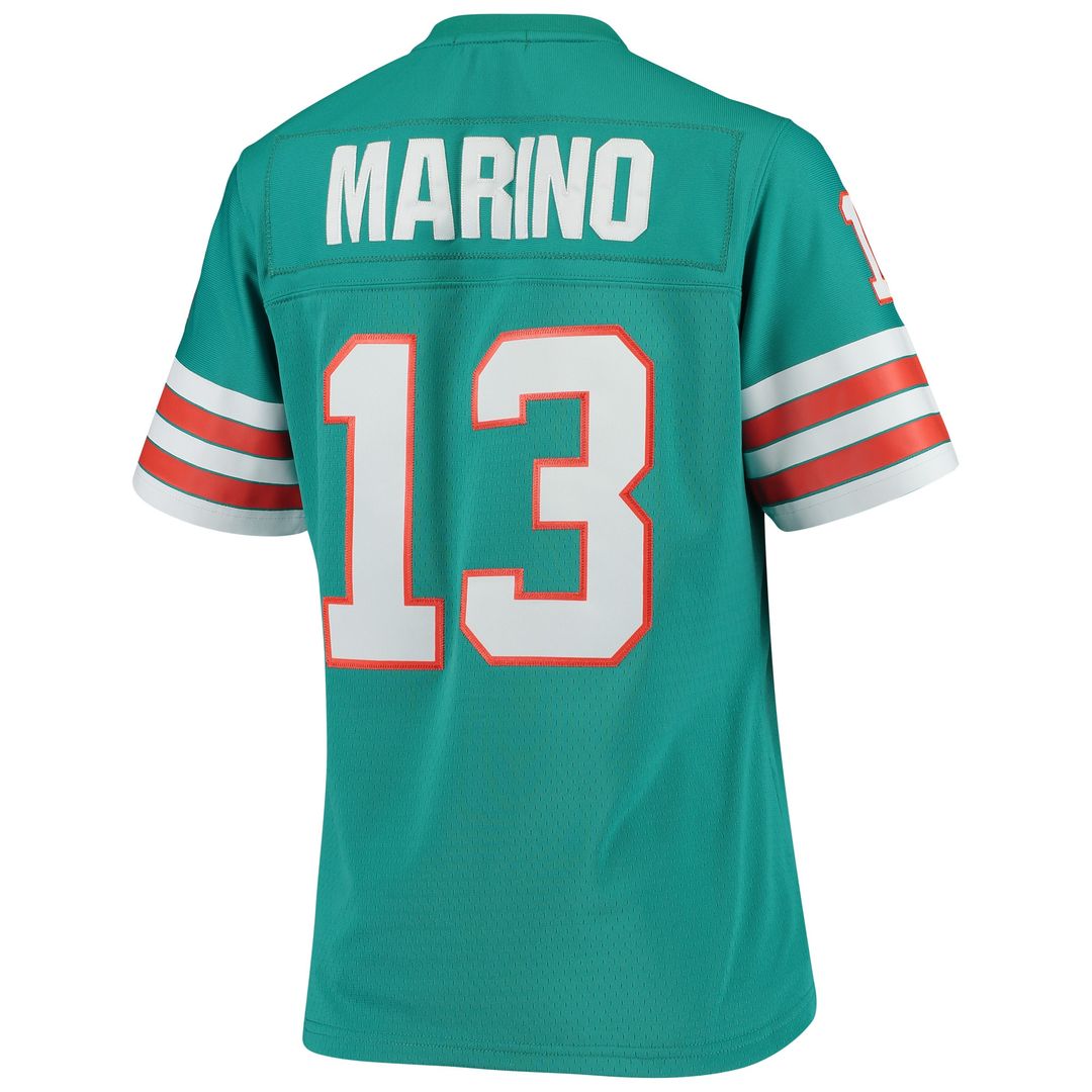 Dan Marino Miami Dolphins Mitchell & Ness Women's 1984 Legacy Replica Jersey - Aqua Official NFL Team Apparel Football Fan Gear