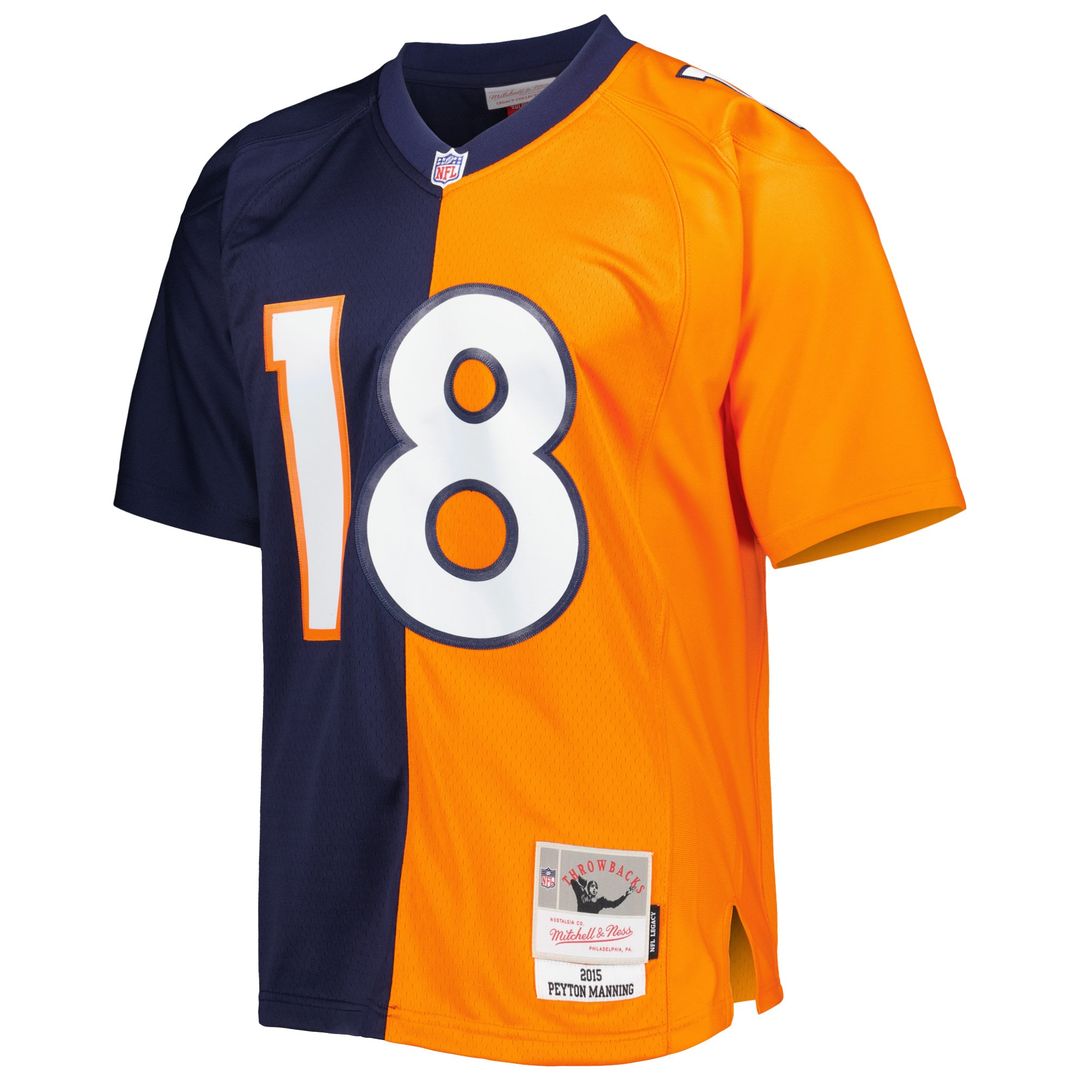 Peyton Manning Denver Broncos Mitchell & Ness 2015 Split Legacy Replica Jersey - Navy/Orange Official NFL Team Apparel Football Fan Gear