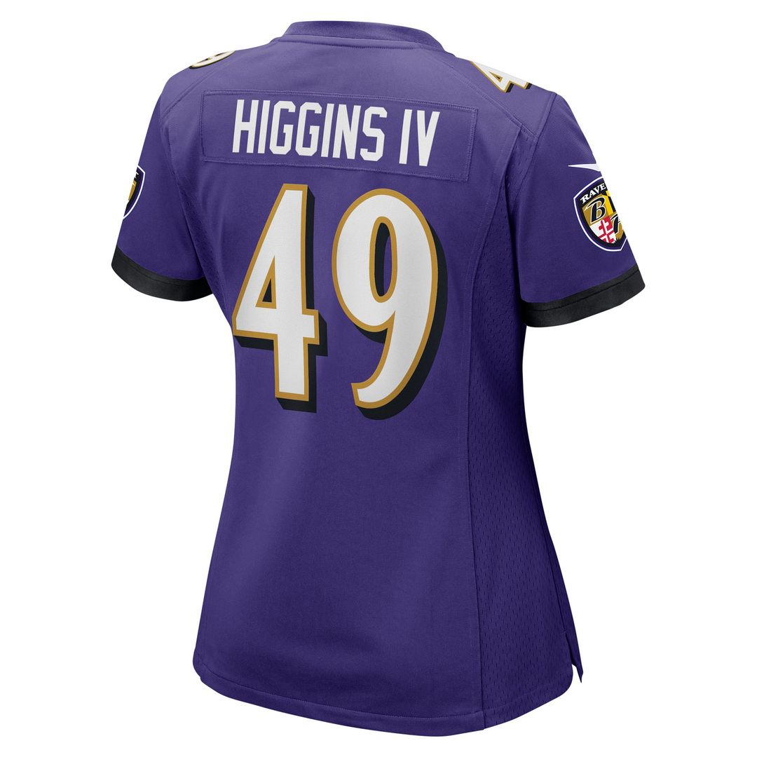 Jay Higgins IV Baltimore Ravens Nike Women's Team Game Jersey - Purple Official NFL Team Apparel Football Fan Gear