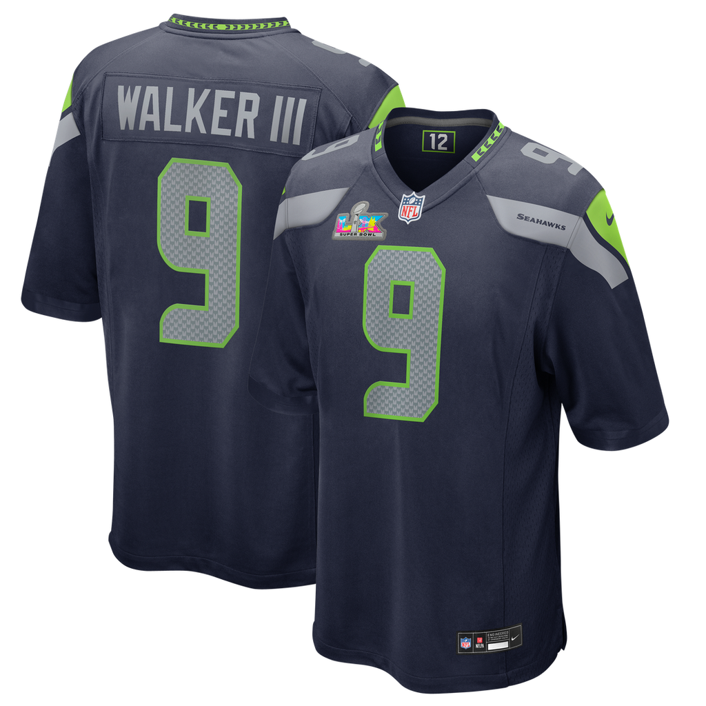 Kenneth Walker III Seattle Seahawks Nike Super Bowl LX Patch Game Jersey - College Navy Official NFL Team Apparel Football Fan Gear