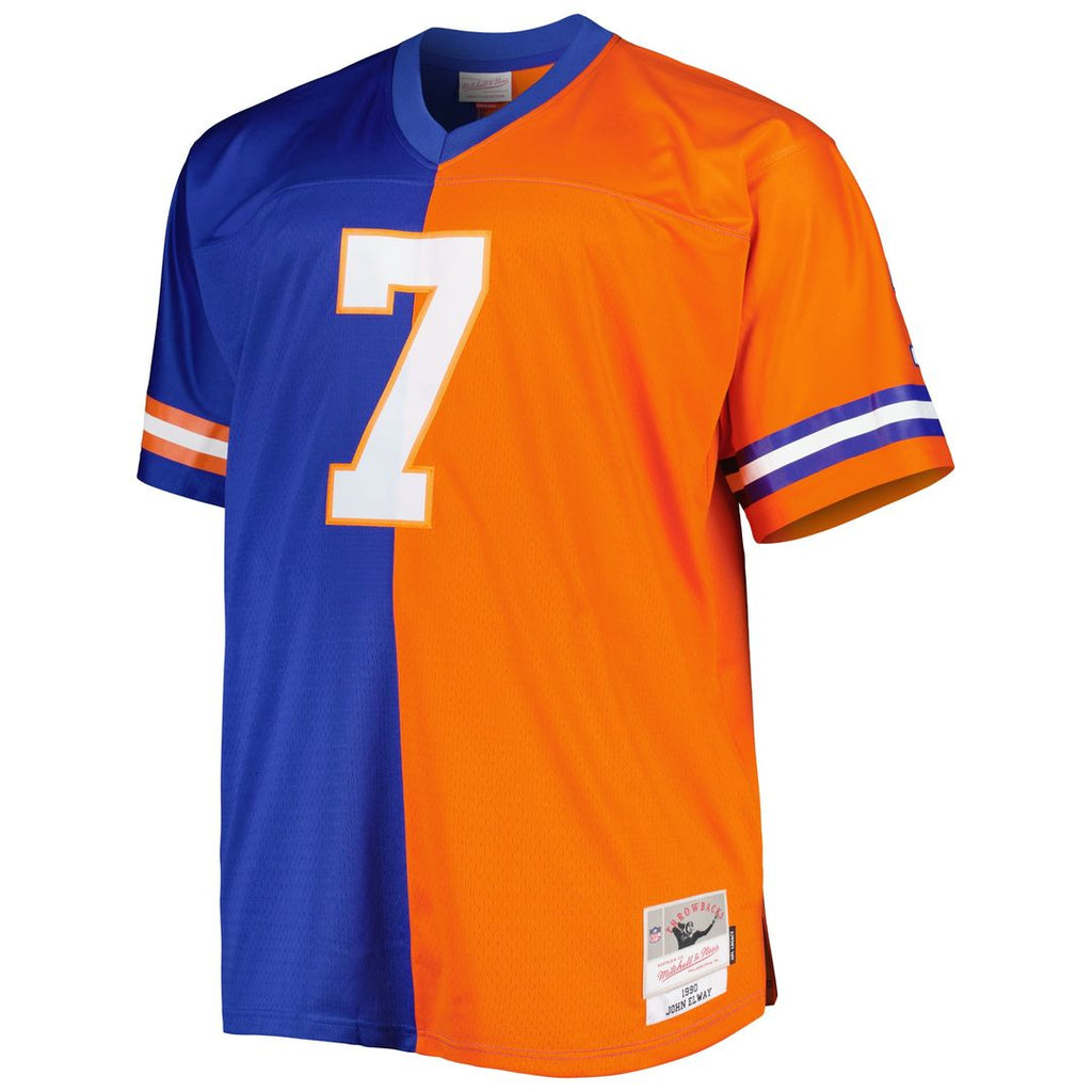 John Elway Denver Broncos Mitchell & Ness Big & Tall Split Legacy Retired Player Replica Jersey - Royal/Orange Official NFL Team Apparel Football Fan