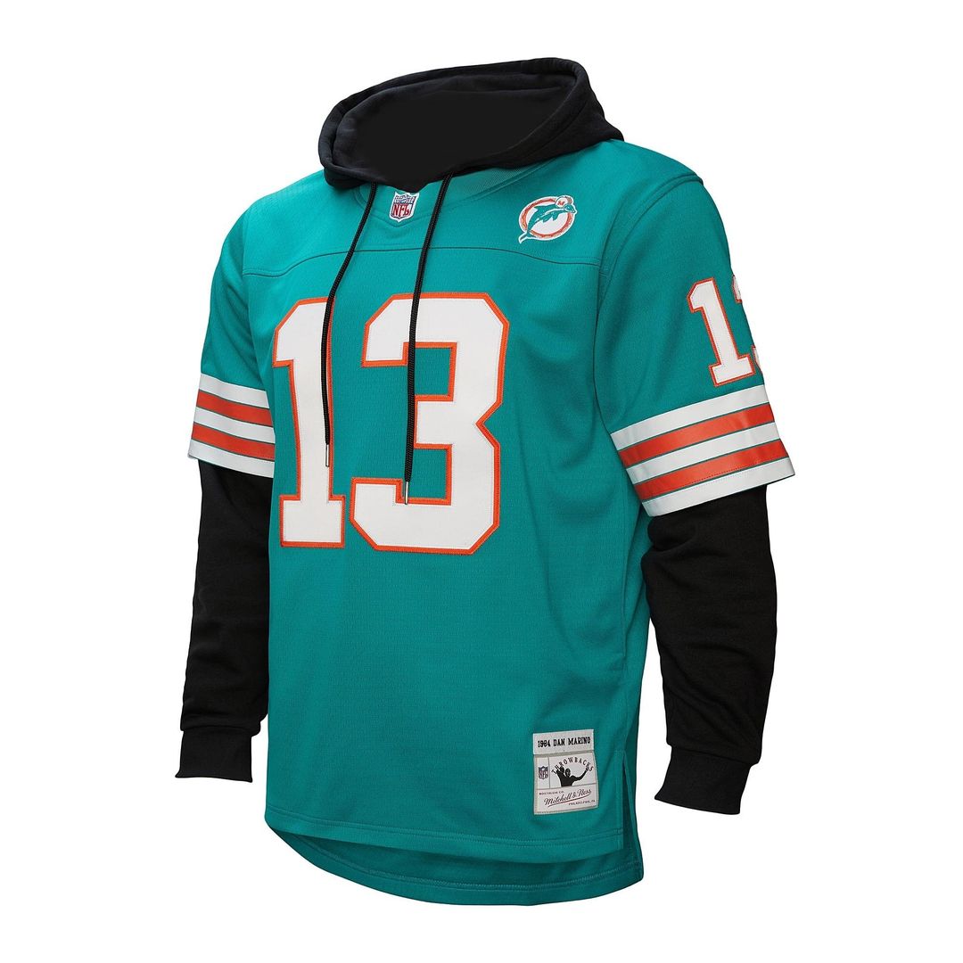 Dan Marino Miami Dolphins Mitchell & Ness Player Name & Number Hoodie Legacy Jersey - Aqua Official NFL Team Apparel Football Fan Gear