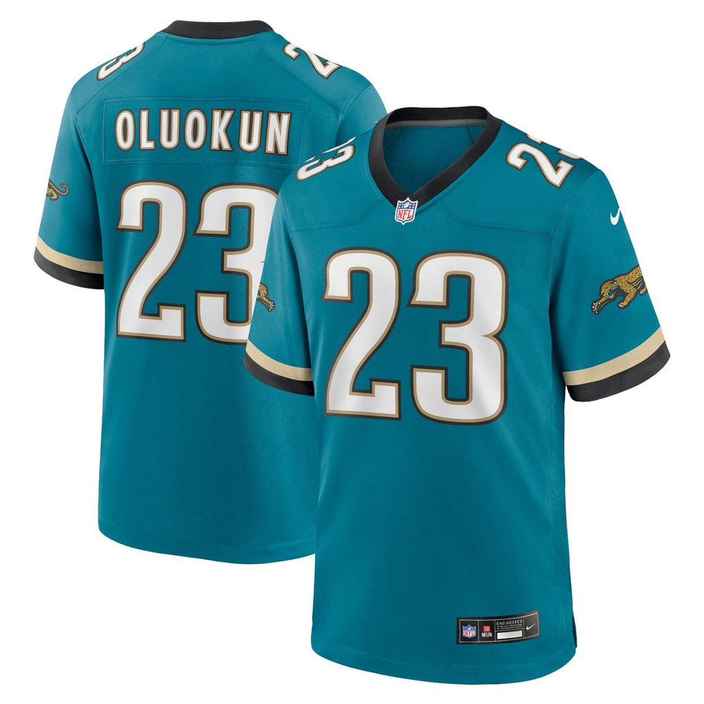 Foye Oluokun Jacksonville Jaguars Nike Prowler Throwback Player Game Jersey - Teal Official NFL Team Apparel Football Fan Gear
