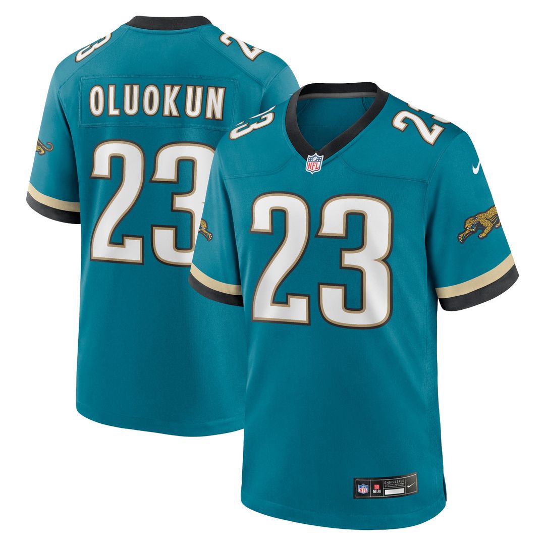 Foye Oluokun Jacksonville Jaguars Nike Prowler Throwback Player Game Jersey - Teal Official NFL Team Apparel Football Fan Gear
