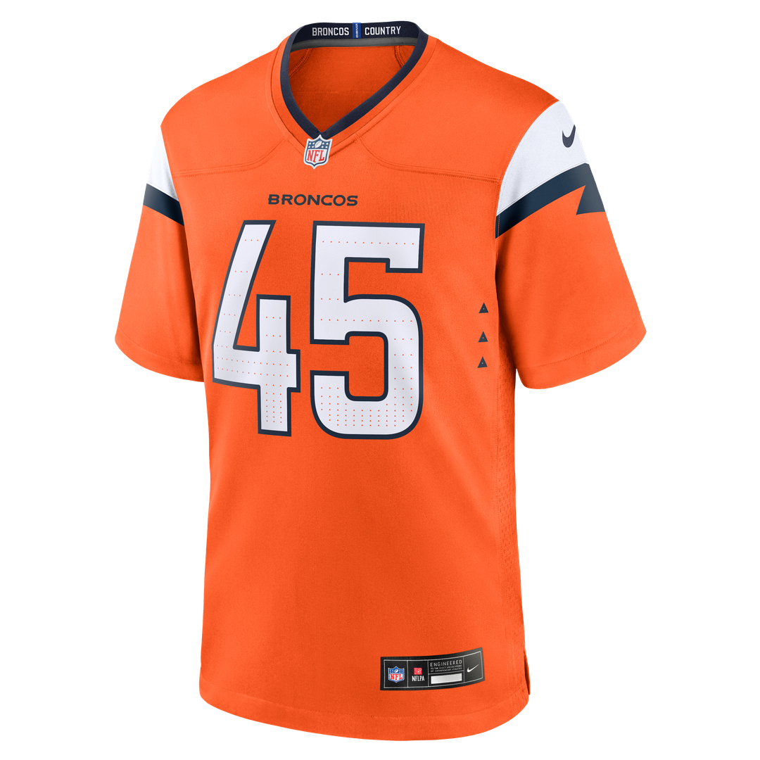 Nate Adkins Denver Broncos Nike Team Game Jersey - Orange Official NFL Team Apparel Football Fan Gear
