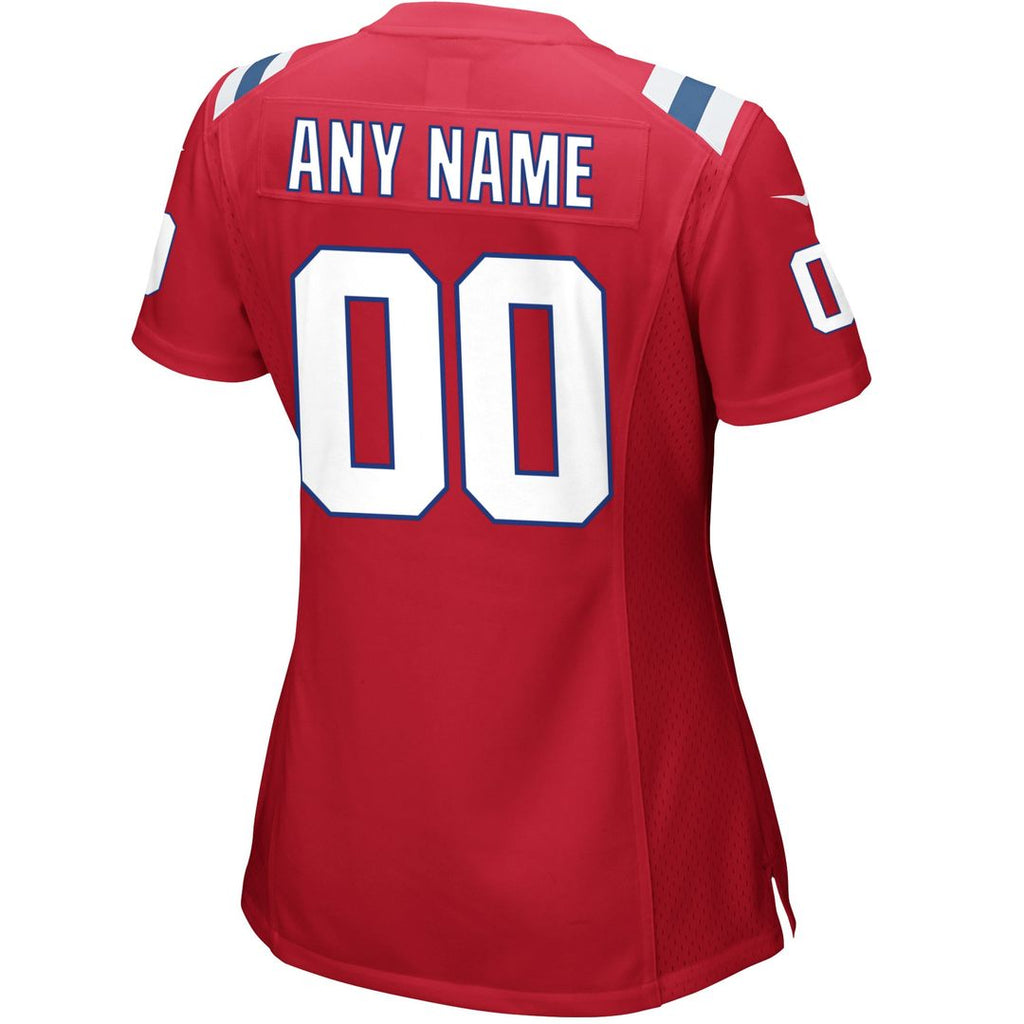 New England Patriots Nike Women's Alternate Custom Jersey - Red Official NFL Team Apparel Football Fan Gear