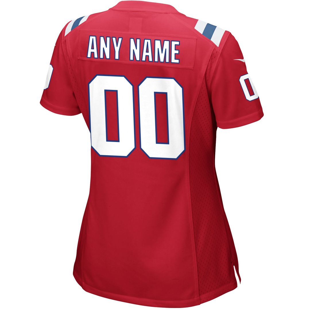 New England Patriots Nike Women's Alternate Custom Jersey - Red Official NFL Team Apparel Football Fan Gear