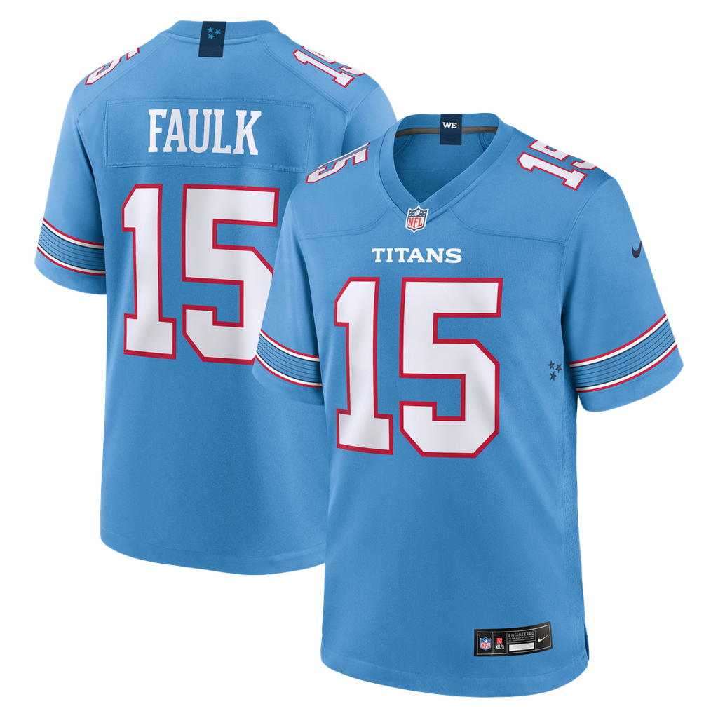 Keldric Faulk Tennessee Titans Nike 2026 NFL Draft First Round Pick No.31 Game Jersey - Light Blue Official NFL Team Apparel Football Fan Gear
