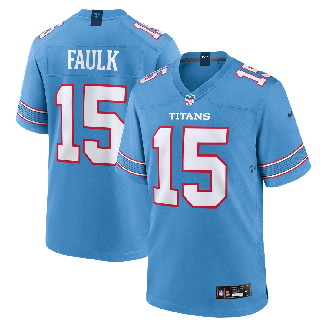 Keldric Faulk Tennessee Titans Nike 2026 NFL Draft First Round Pick No.31 Game Jersey - Light Blue Official NFL Team Apparel Football Fan Gear