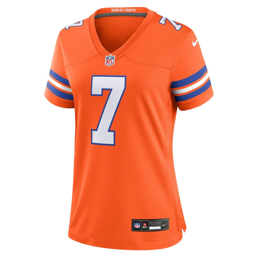 John Elway Denver Broncos Nike Women's Mile High Collection 1977 Throwback Player Game Jersey - Orange Official NFL Team Apparel Football Fan Gear