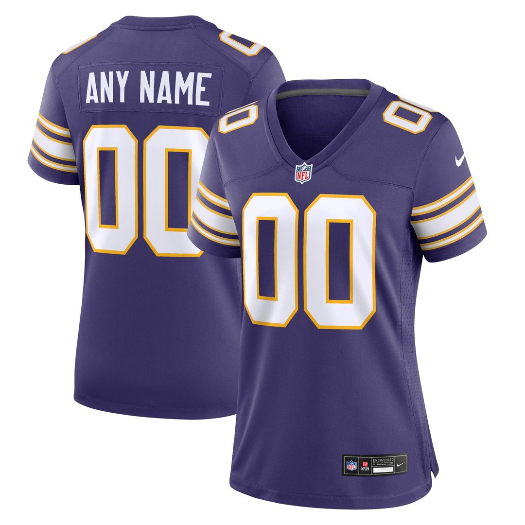 Minnesota Vikings Nike Women's Classic Custom Game Jersey - Purple Official NFL Team Apparel Football Fan Gear