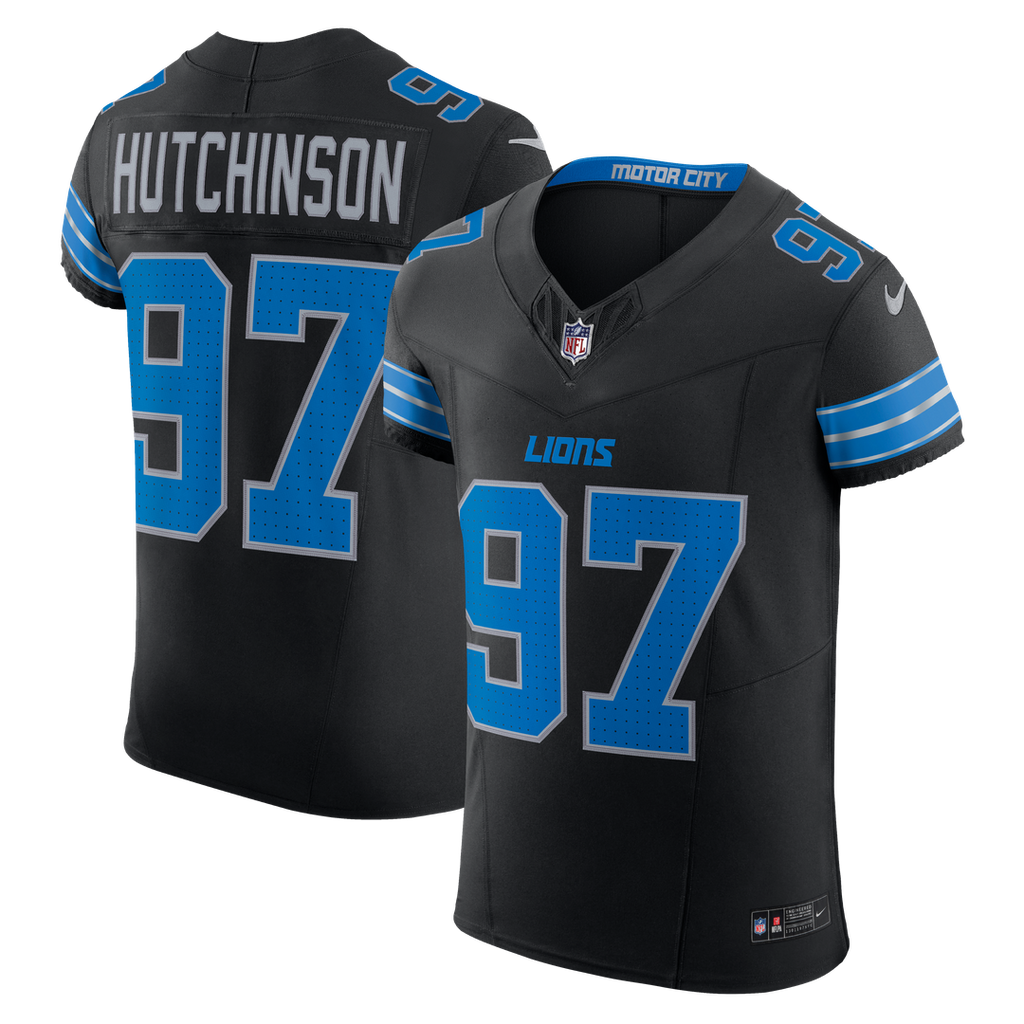 Aidan Hutchinson Detroit Lions Nike Alternate Vapor F.U.S.E. Elite Jersey - Black Official NFL Team Apparel Football Fan Gear