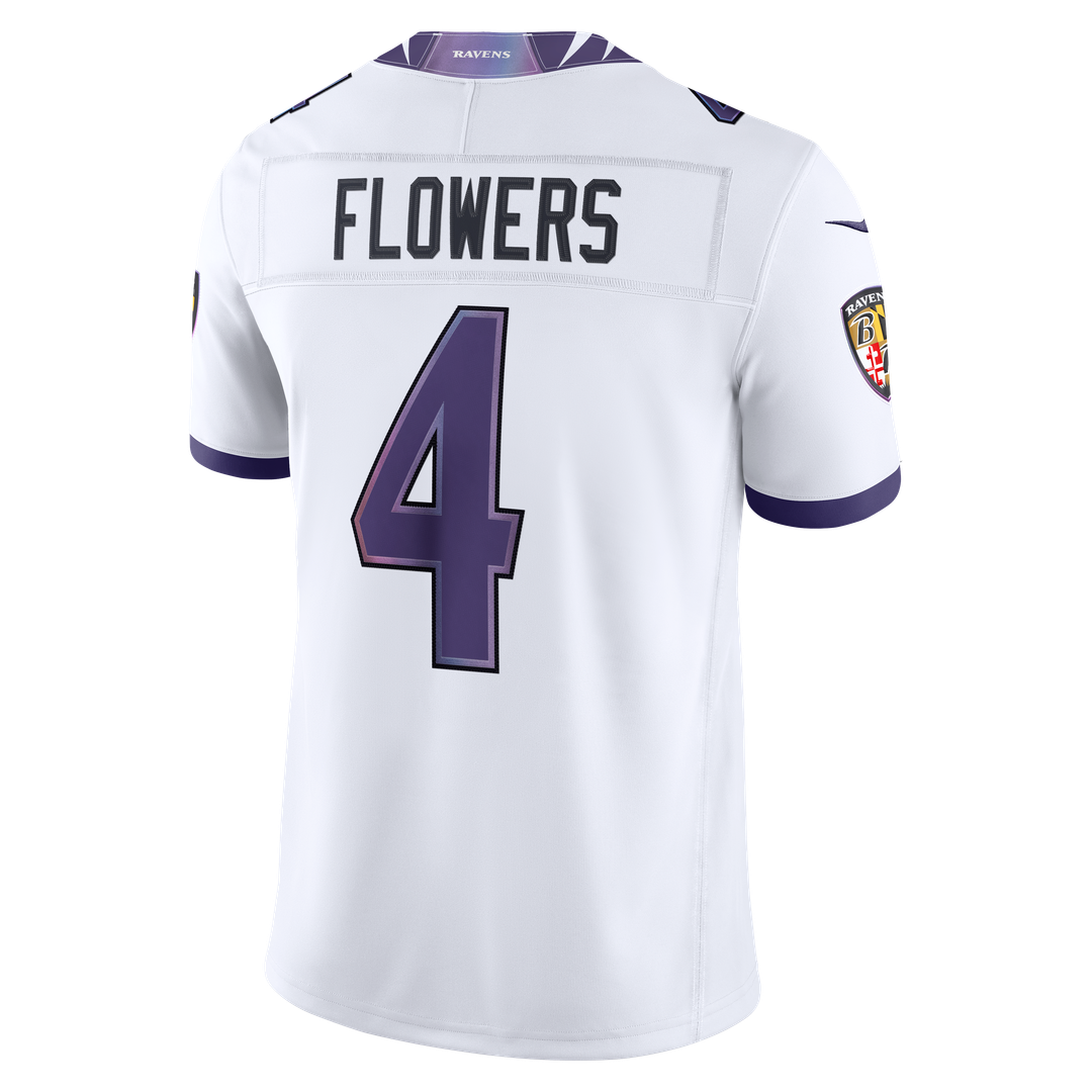 Zay Flowers Baltimore Ravens Nike Vapor F.U.S.E. Stitched Limited Jersey - White Official NFL Team Apparel Football Fan Gear