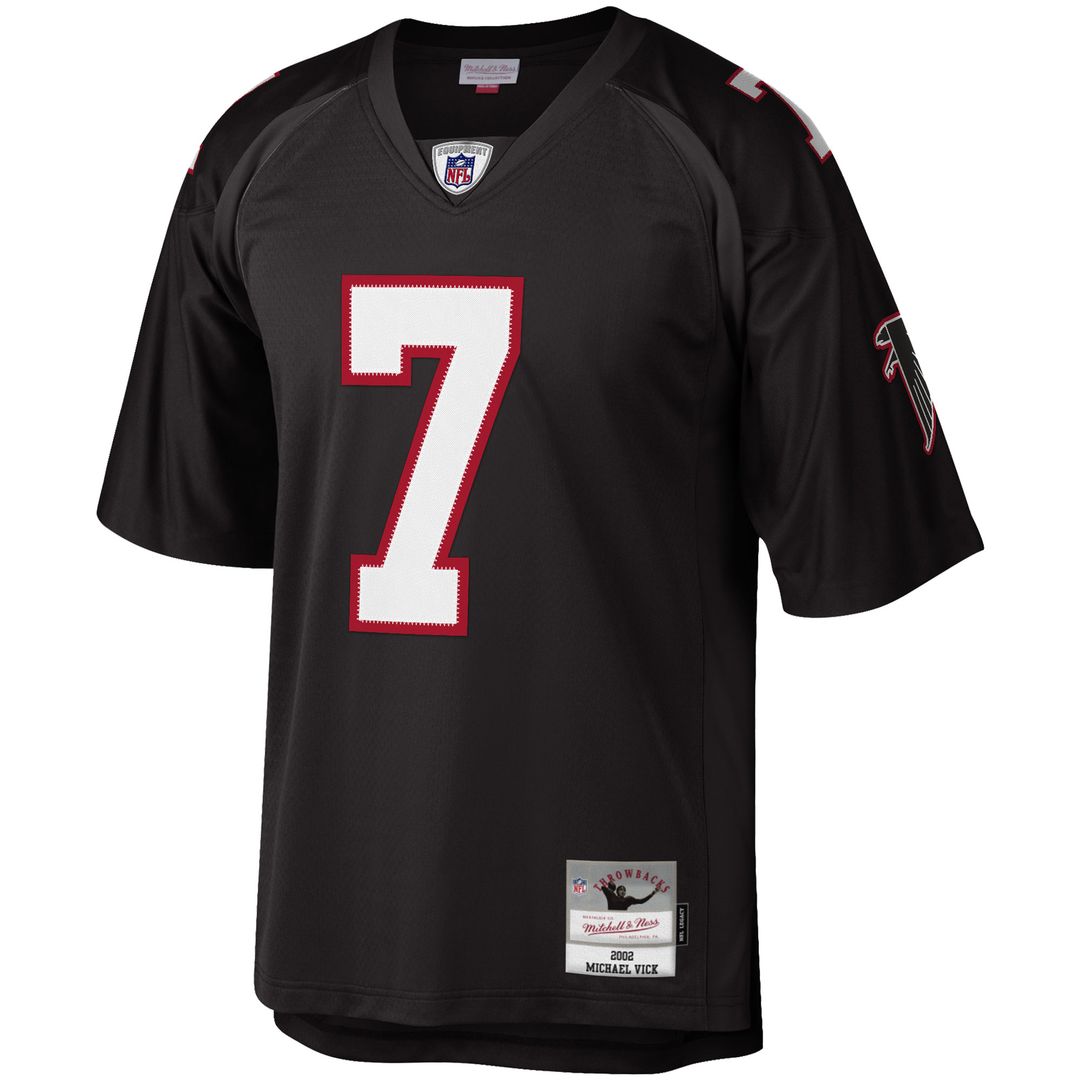 Michael Vick Atlanta Falcons Mitchell & Ness Big & Tall 2002 Retired Player Replica Jersey - Black Official NFL Team Apparel Football Fan Gear