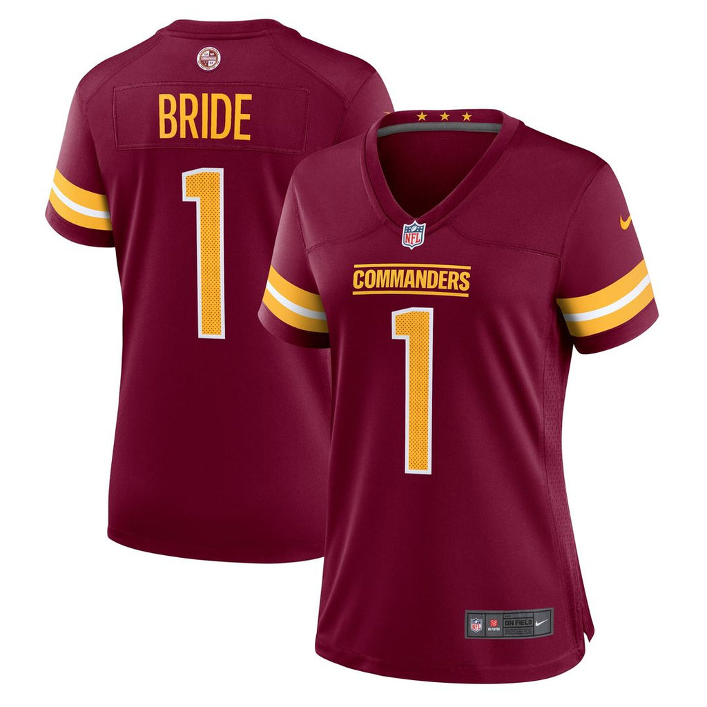 Number 1 Bride Washington Commanders Nike Women's Game Jersey - Burgundy Official NFL Team Apparel Football Fan Gear