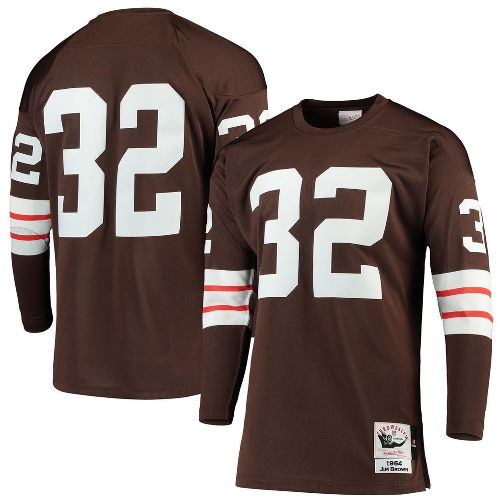 Jim Brown Cleveland Browns 1964 Mitchell & Ness Authentic Throwback Retired Player Jersey - Brown Official NFL Team Apparel Football Fan Gear
