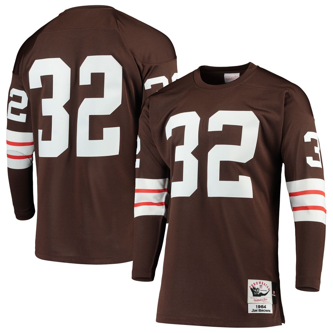 Jim Brown Cleveland Browns 1964 Mitchell & Ness Authentic Throwback Retired Player Jersey - Brown Official NFL Team Apparel Football Fan Gear
