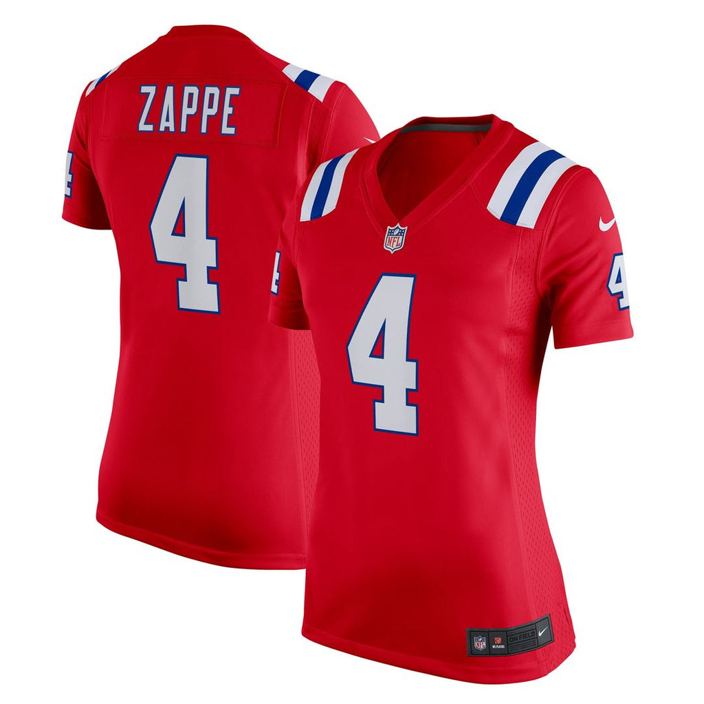 Bailey Zappe New England Patriots Nike Women's Team Game Jersey - Red Official NFL Team Apparel Football Fan Gear