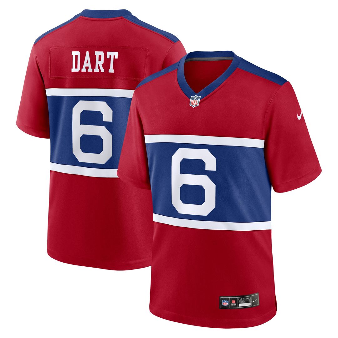 Jaxson Dart New York Giants Nike Alternate Century Red Game Jersey - Red Official NFL Team Apparel Football Fan Gear