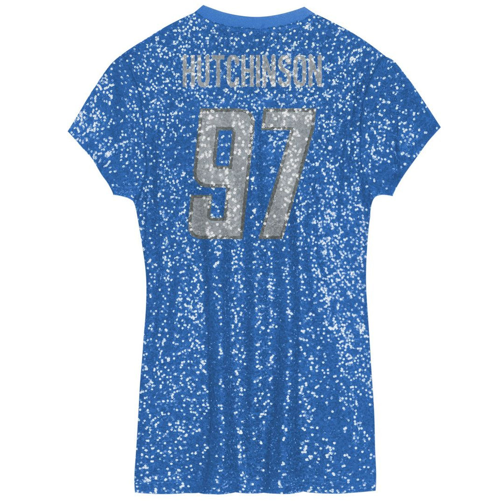 Aidan Hutchinson Detroit Lions Girls Youth Sequin Player Name & Number V-Neck Dress - Blue NFL Fan Gear Popular Style