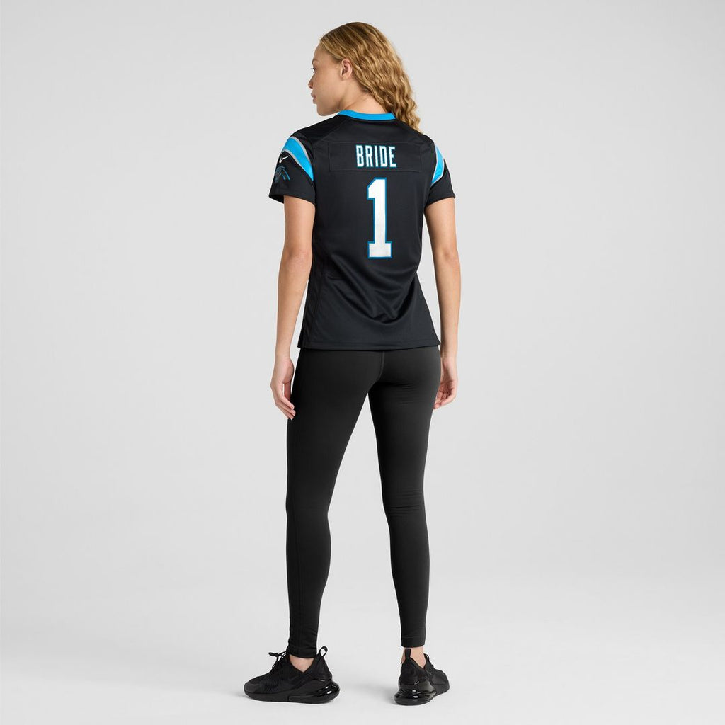 Number 1 Bride Carolina Panthers Nike Women's Game Jersey - Black Official NFL Team Apparel Football Fan Gear