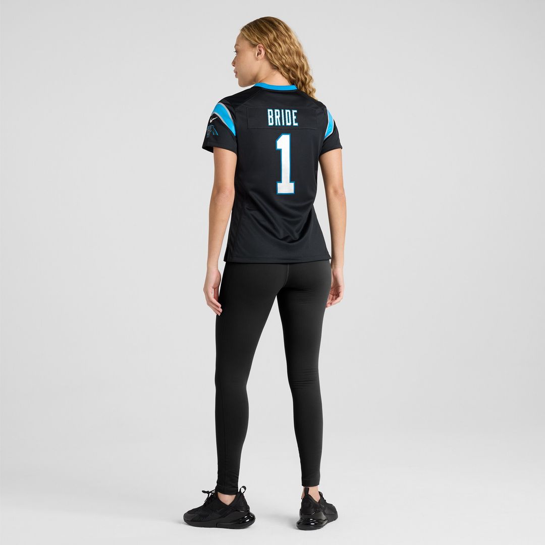 Number 1 Bride Carolina Panthers Nike Women's Game Jersey - Black Official NFL Team Apparel Football Fan Gear