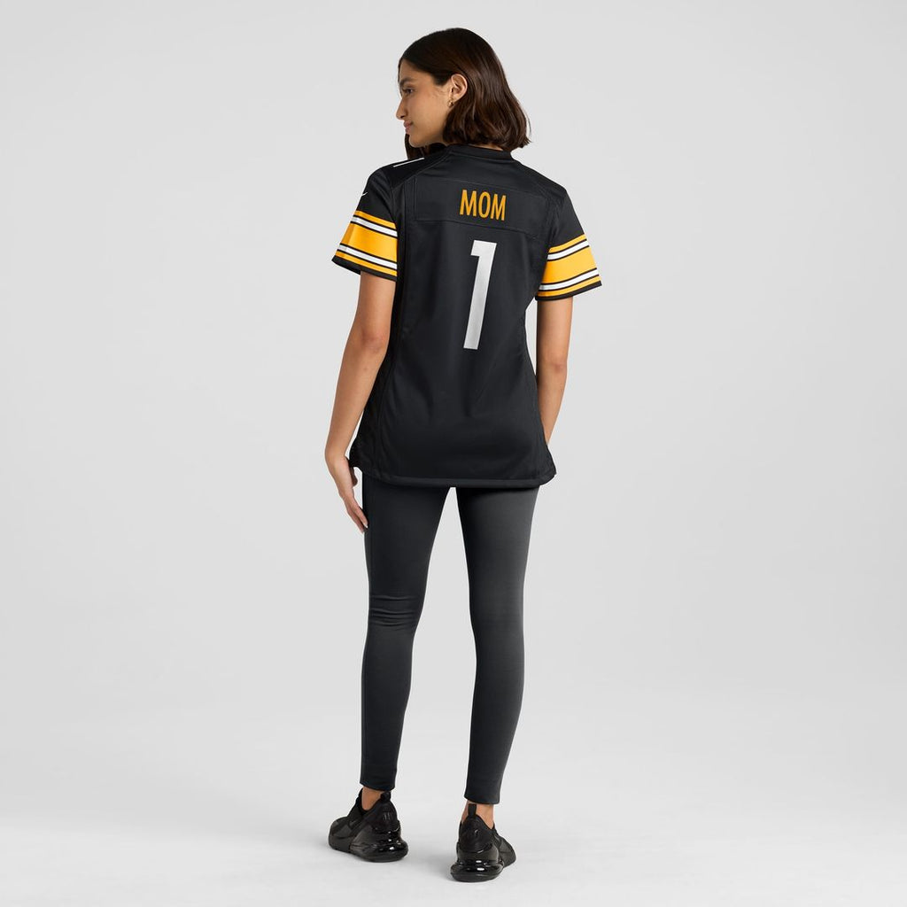 Number 1 Mom Pittsburgh Steelers Nike Women's Game Jersey - Black Official NFL Team Apparel Football Fan Gear
