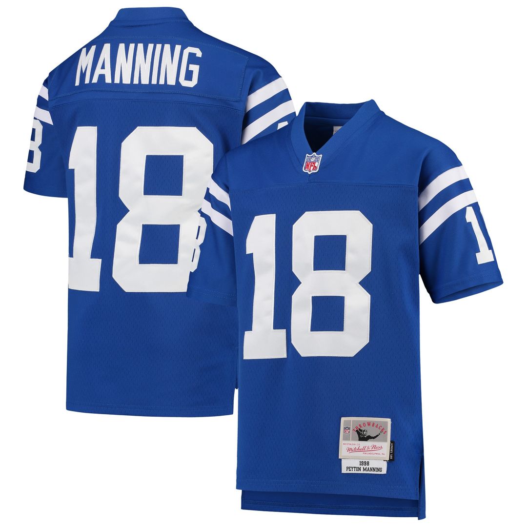 Peyton Manning Indianapolis Colts Mitchell & Ness Youth 1998 Legacy Retired Player Jersey - Royal Official NFL Team Apparel Football Fan Gear