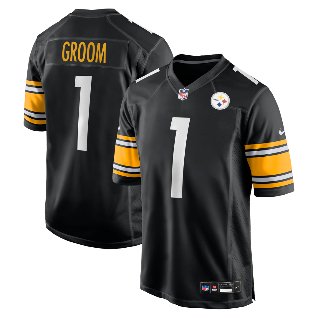 Number 1 Groom Pittsburgh Steelers Nike Game Jersey - Black Official NFL Team Apparel Football Fan Gear