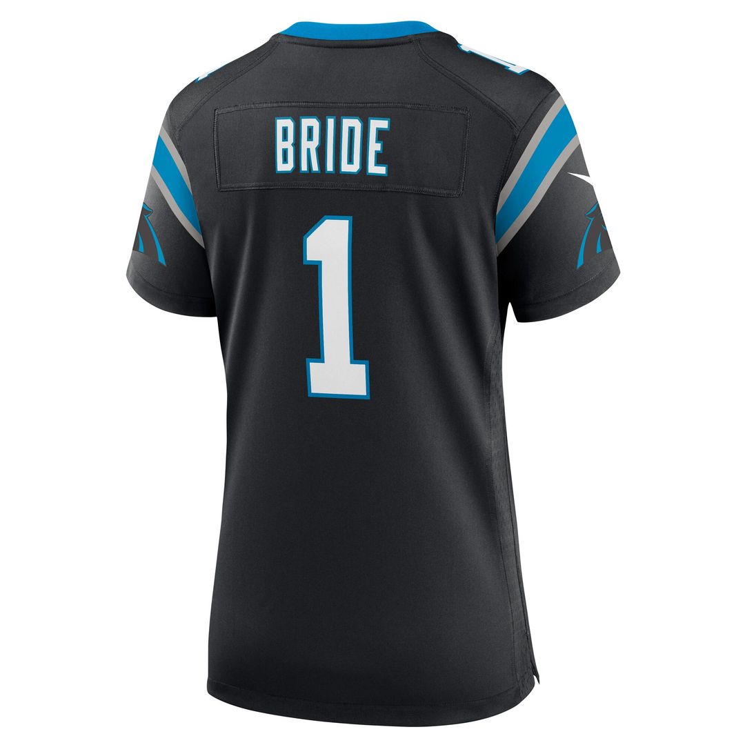 Number 1 Bride Carolina Panthers Nike Women's Game Jersey - Black Official NFL Team Apparel Football Fan Gear