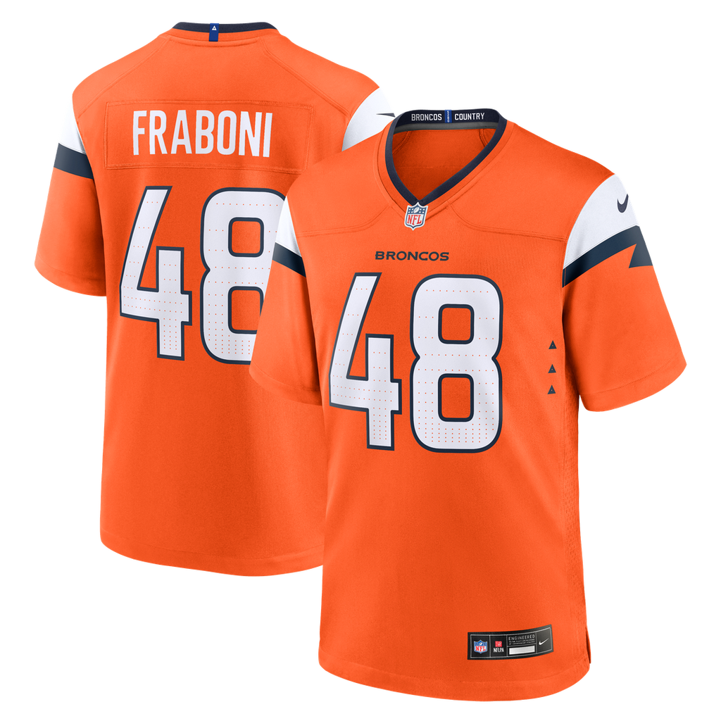Mitchell Fraboni Denver Broncos Nike Team Game Jersey - Orange Official NFL Team Apparel Football Fan Gear