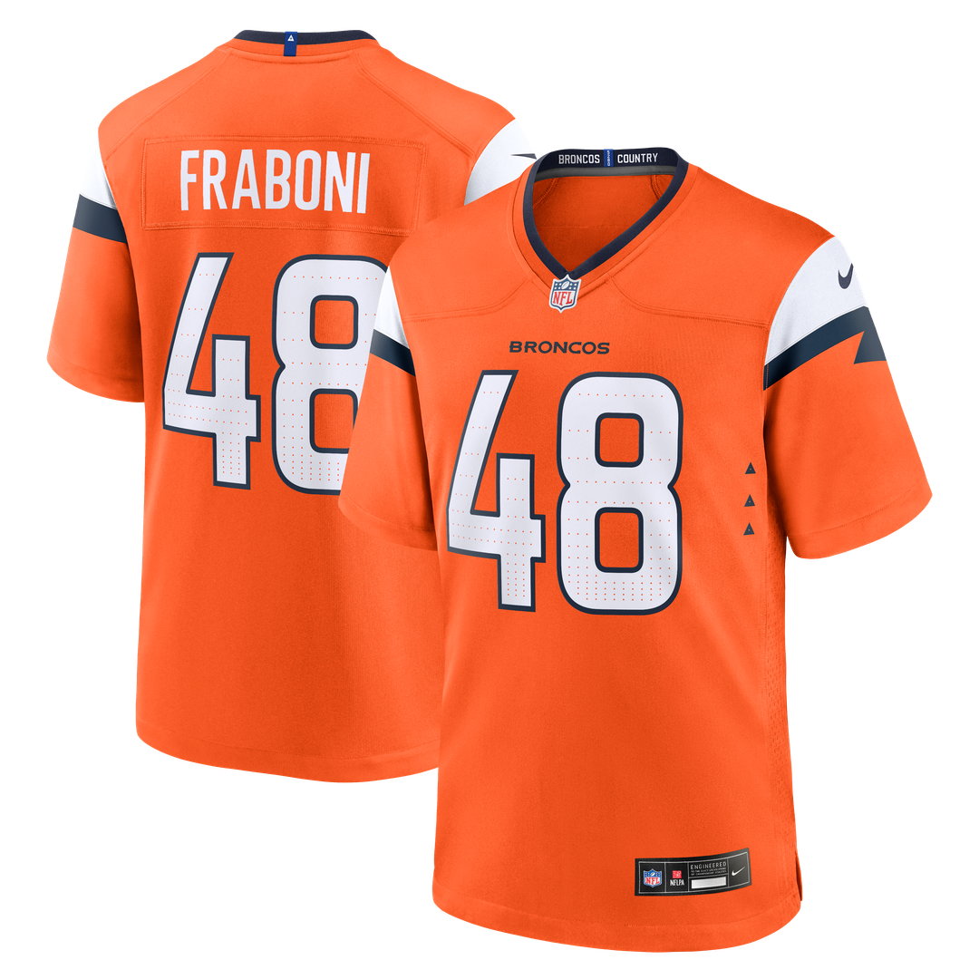 Mitchell Fraboni Denver Broncos Nike Team Game Jersey - Orange Official NFL Team Apparel Football Fan Gear