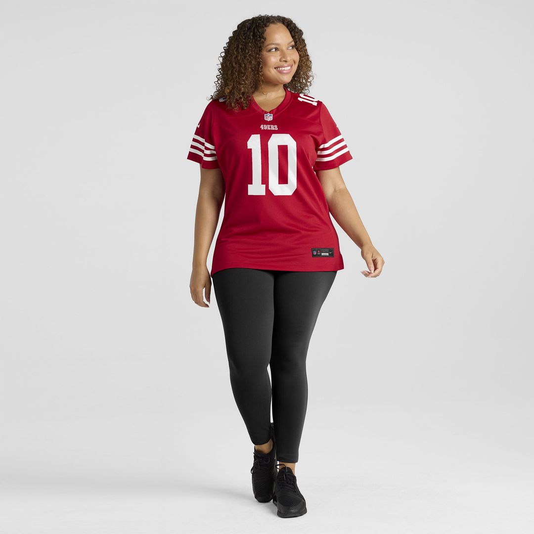 Mac Jones San Francisco 49ers Nike Women's Team Game Jersey - Scarlet Official NFL Team Apparel Football Fan Gear